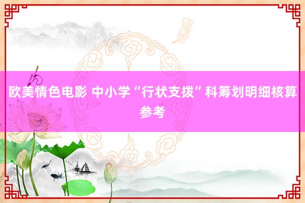 欧美情色电影 中小学“行状支拨”科筹划明细核算参考